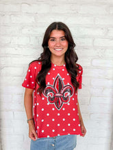 Load image into Gallery viewer, Jordan Amanda Adult Red Fleur De Lis Polka Dot Top
