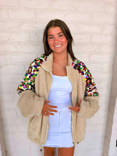 Load image into Gallery viewer, Queen Of Sparkles Ivory Multi Paulette Zip Up Fleece