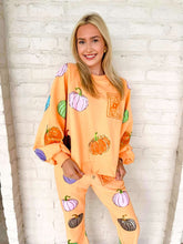 Load image into Gallery viewer, Queen Of Sparkles Orange Multi Pumpkin QOS Card Sweatshirt