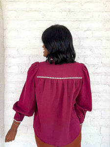 Every Hidden Detail Burgundy Top