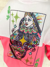Load image into Gallery viewer, Queen Of Sparkles Colorblock Queen Card QOS Logo Sweatshirt