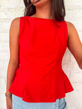 Load image into Gallery viewer, THML Peplum Pose Red Top