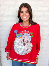 Load image into Gallery viewer, Queen Of Sparkles Red Multi Hat Metallic Santa Sweatshirt