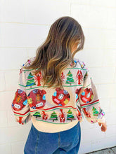 Load image into Gallery viewer, Queen Of Sparkles Cajun Christmas Crawfish Ivory Icon Cardigan