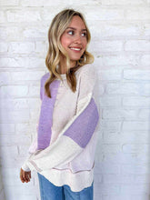 Load image into Gallery viewer, Open Minded Lilac Color Block Sweater