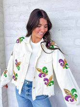 Load image into Gallery viewer, Mardi Gras Mambo White Corduroy Jacket