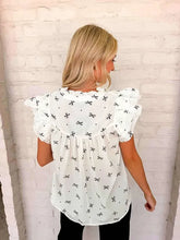 Load image into Gallery viewer, Bow Print White Top