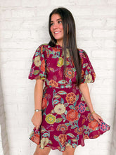 Load image into Gallery viewer, THML Pleased Poppies Burgundy Dress