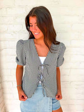 Load image into Gallery viewer, Cozy Cabin Bow Black Top