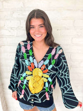 Load image into Gallery viewer, Queen Of Sparkles Black Multi Spider On Web Cardigan