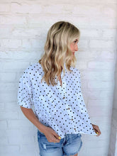 Load image into Gallery viewer, Love It White Polka Dot Top