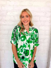 Load image into Gallery viewer, Paisley Print Floral Green Top