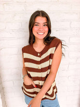 Load image into Gallery viewer, Here We Go Brown Stripe Top