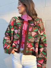 Load image into Gallery viewer, Queen Of Sparkles Brown Multi Chocolate Strawberry Cream Tie Up Sweater