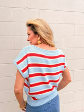Load image into Gallery viewer, Hard Working Blue &amp; Red Stripe Top