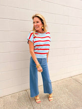 Load image into Gallery viewer, Hard Working Blue &amp; Red Stripe Top