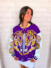 Load image into Gallery viewer, Queen Of Sparkles LSU Bomber Jacket