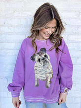 Load image into Gallery viewer, Queen Of Sparkles Light Purple Pug Sweatshirt