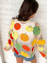 Load image into Gallery viewer, Queen Of Sparkles Beige Multi Pumpkin Crochet Button Up