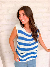Load image into Gallery viewer, Here We Go Blue Stripe Top