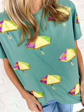 Load image into Gallery viewer, Mardi Gras Scattered Umbrellas Shirt (front &amp; back)