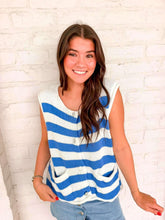 Load image into Gallery viewer, Here We Go Blue Stripe Top
