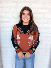Load image into Gallery viewer, THML Wish You Well Brown Flower Sweater