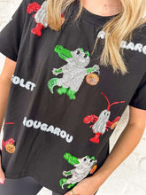 Load image into Gallery viewer, Jordan Amanda Halloween Cajun Crawfish, Alligator, Rougarou Sparkle Top
