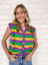 Load image into Gallery viewer, Classic Mardi Gras Stripe Sweater Vest