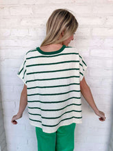 Load image into Gallery viewer, Set A Goal Hunter Green Striped Sweater Top