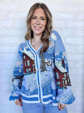 Load image into Gallery viewer, Queen Of Sparkles Blue &amp; White Snow Town Cardigan