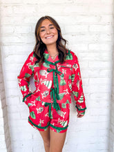 Load image into Gallery viewer, Queen Of Satin Christmas Check Print Ruffle Set Red