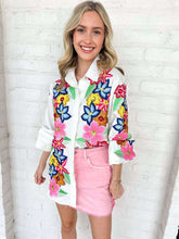 Load image into Gallery viewer, Queen Of Sparkles White Multi Flower Button Up Collar Cotton Dress