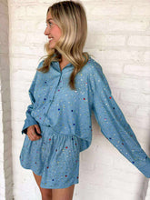 Load image into Gallery viewer, Queen Of Sparkles Chambray Multi Rhinestone Button Up