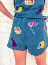 Load image into Gallery viewer, Queen Of Sparkles Licensed LSU Denim Icon Short