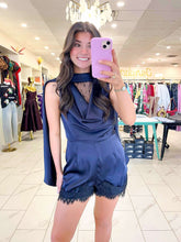 Load image into Gallery viewer, Pass Me By Dark Navy Romper
