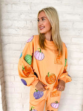 Load image into Gallery viewer, Queen Of Sparkles Orange Multi Pumpkin QOS Card Sweatshirt