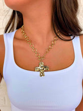 Load image into Gallery viewer, Hammered Cross Gold Necklace
