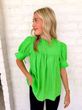 Load image into Gallery viewer, Seersucker Sweetness Green Top