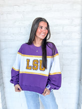 Load image into Gallery viewer, Queen Of Sparkles LSU Color Block Jewel Letters Sweatshirt