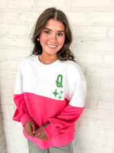 Load image into Gallery viewer, Queen Of Sparkles Colorblock Queen Card QOS Logo Sweatshirt