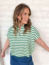 Load image into Gallery viewer, Share A Little Green Stripe Collared Top