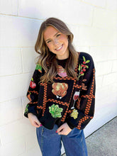 Load image into Gallery viewer, Queen Of Sparkles Black Checkered Thanksgiving Icon Sweater