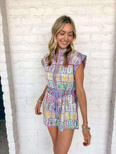 Load image into Gallery viewer, Queen Of Sparkles Lavender Plaid Street Tile Romper