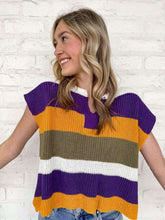 Load image into Gallery viewer, Mardi Gras Stripe Dolman Sweater Top
