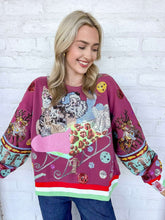 Load image into Gallery viewer, Queen Of Sparkles Maroon Multi Cats In Santa’s Sleigh Sweatshirt