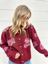Load image into Gallery viewer, Sweet Reflections Wine Floral Sweater