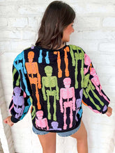 Load image into Gallery viewer, Queen Of Sparkles Black Multi Fuzzy Skeleton Sweatshirt