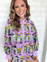Load image into Gallery viewer, Queen Of Sparkles Diamond Mardi Gras Porches Button Up