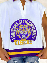 Load image into Gallery viewer, Queen Of Sparkles Licensed LSU Striped Collar Mascot Tank